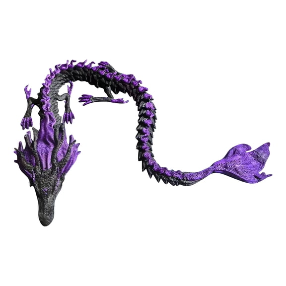 Majestic 11.8in 3D Printed Articulated Dragon Model, High Precision Mechanical Interface for Modern Aesthetic, Soft Sensory Figurine Ornament