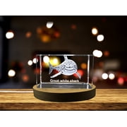 Majestic 3D Engraved Crystal | Great White Shark