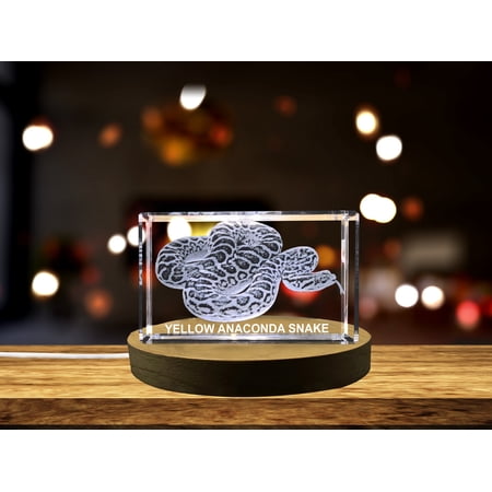 Majestic 3D Engraved Crystal | Yellow Anaconda Snake