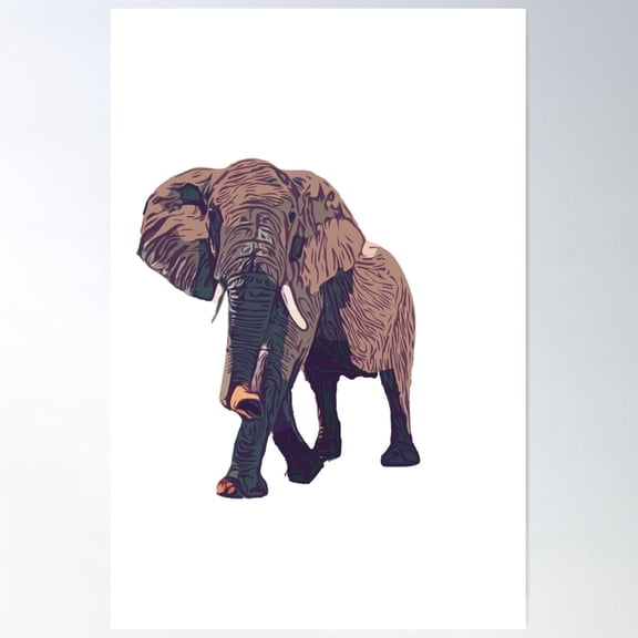 Majestic African Elephant Vector Image Poster Wall Art, Modern Wall Decor For Living Room Bedroom, 8x12 UNFRAMED
