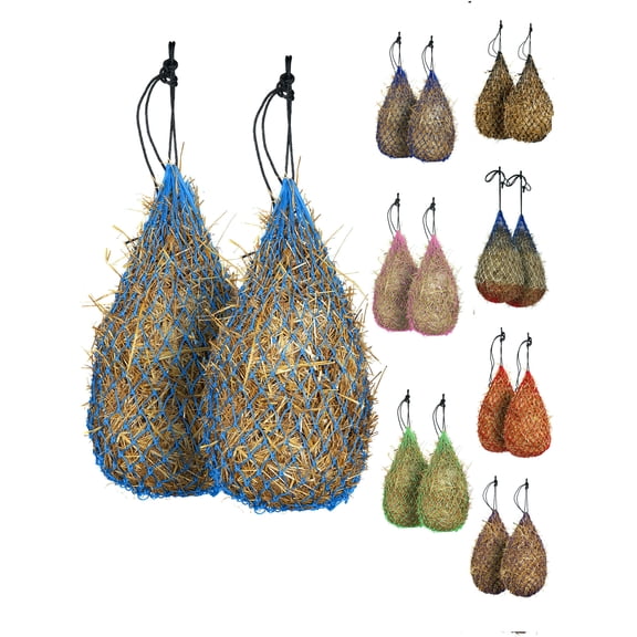 Majestic Ally 2 pcs Slow Feed 42” Hay Net with soft 2"x2" holes for Horses & Livestock, Nylon Rope Hanging , Simulates Grazing, Reduce Waste