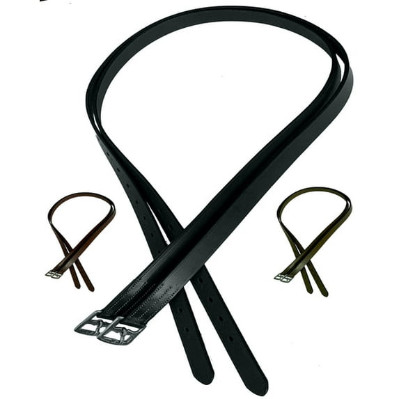 Majestic Ally Genuine Leather English Stirrup Leathers, 48" / 54" 60 " length and Black/Brown/Chestnut Color, Ideal for Daily use (Pack of 2)