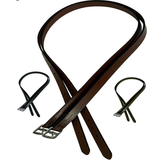 Majestic Ally Genuine Leather English Stirrup Leathers, 48" / 54" 60 " length and Black/Brown/Chestnut Color, Ideal for Daily use (Pack of 2)
