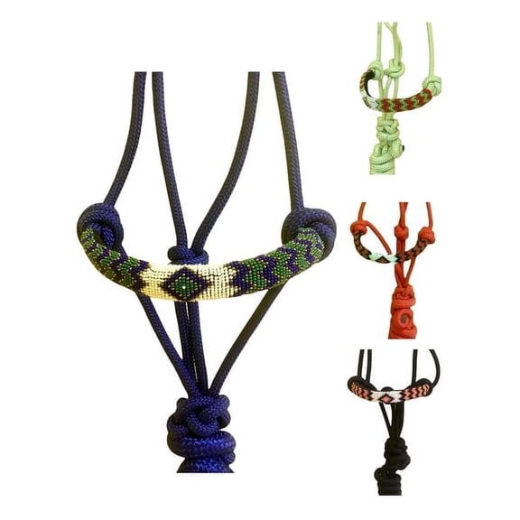 Majestic Ally Padded Beaded Nose Braided Rope Halter with 10' Matching Lead - Full
