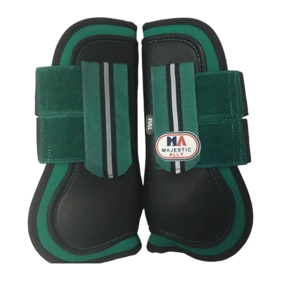 Majestic Ally Pair of Horse Tendon Boot for Horse Front Leg Protection, Durable PU Shell Outer, Soft Neoprene Lining, Strong Hook and Loop Closures to Attach securely with Horses