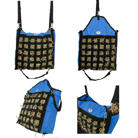 Majestic Ally Slow Feed Hay Bag for Horses, Adjustable Travel Feeder for Trailer, Stall, and Portable Wear, Feeding Sack with Strap Support, Simulates Grazing, Reduces Waste