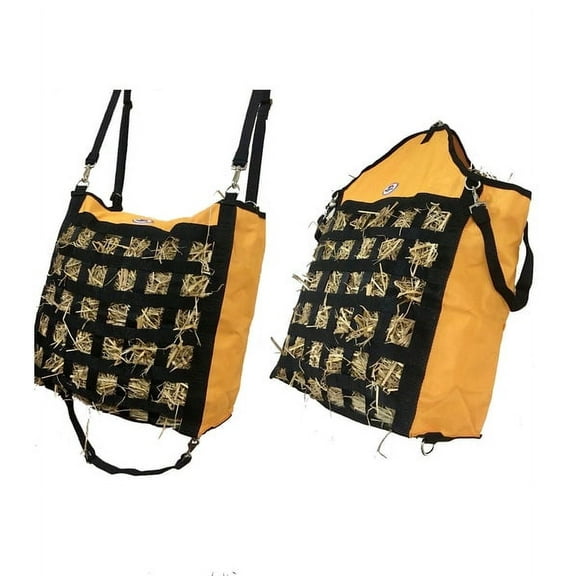 Majestic Ally Slow Feed Hay Bag for Horses, Adjustable Travel Feeder for Trailer, Stall, and Portable Wear, Feeding Sack with Strap Support, Simulates Grazing, Reduces Waste