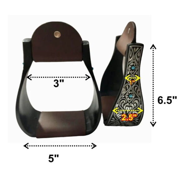 Majestic Ally Western Horse Aluminum Black Engraved Stirrups