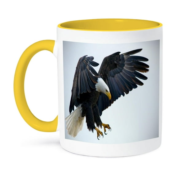 3dRose, Majestic American Bald Eagle going in for the attack., 11oz Two-Tone Yellow Mug