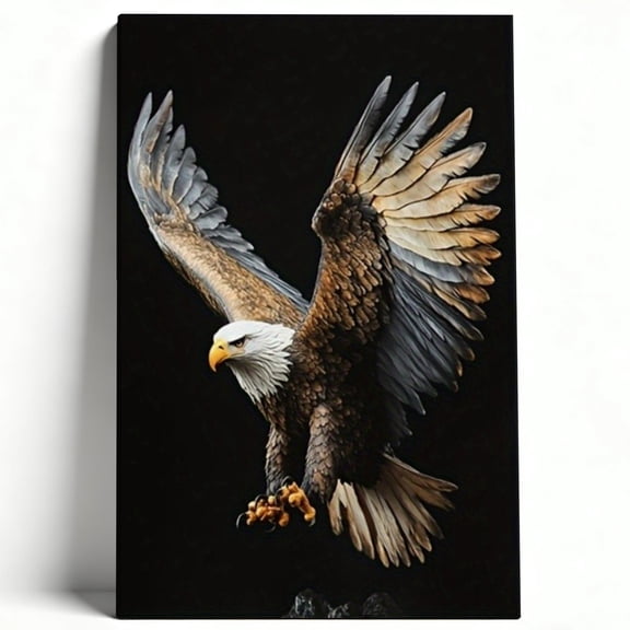 Majestic American Bald Eagle Patriotic Flying Wildlife Matte Finish Gallery Wrapped Canvas Wall Art Home Decoration Decor Living Room Office Study 8*12inch(20*30cm)