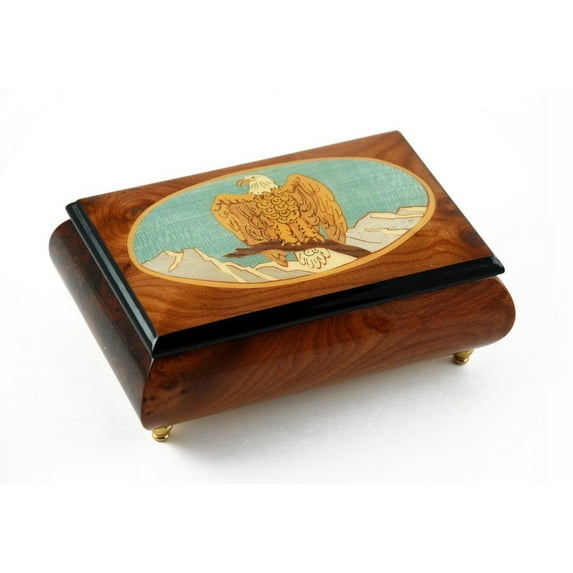 Majestic American Bald Eagle with Frame Inlay Music Box - Frere Jacques