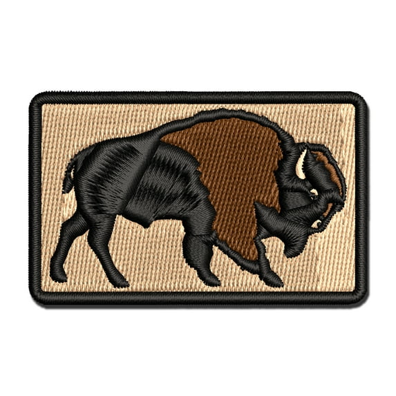 Majestic American Bison Buffalo Applique Multi-Color Embroidered Hook & Loop Patch - 2.0 Inch Mini