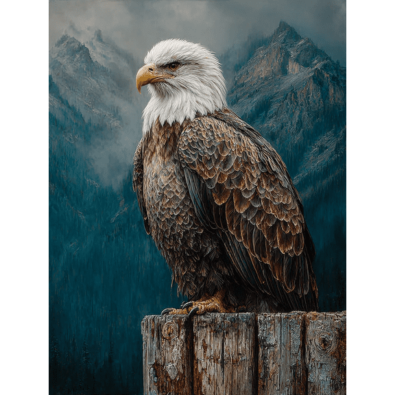 Majestic Bald Eagle Canvas Painting, Tree Stump Wildlife Art, Multi-Room Home Decor Gift