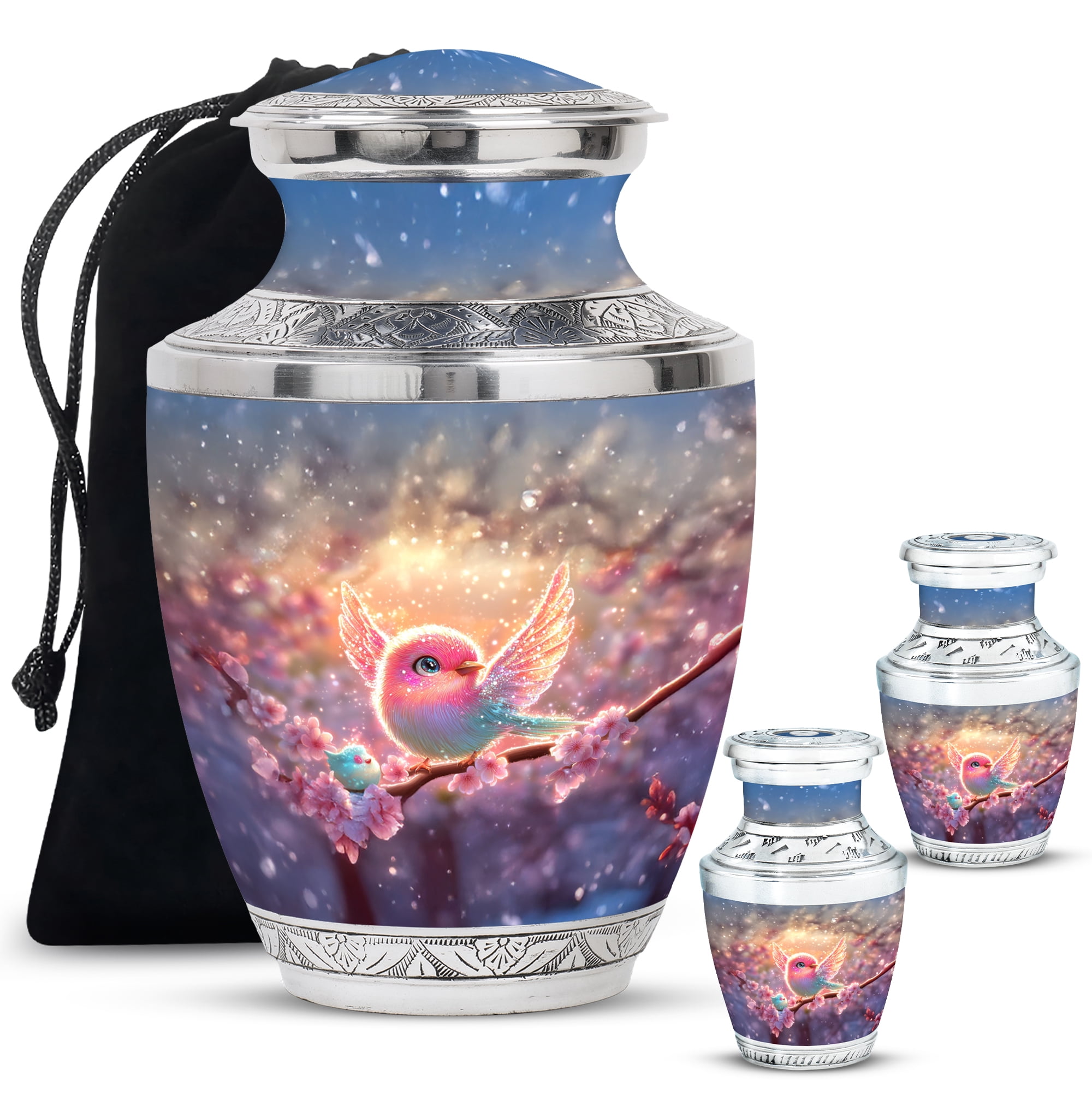 Majestic Bird Urn, Keepsake Urns for Cremation Ashes, Urn for Human Ashes Adult Male, Urns for Ashes for Women, Memorial Urns for Human Ashes, Cremation Urns Large Adult (Size - 10" 1Pcs, 3" 2Pcs)