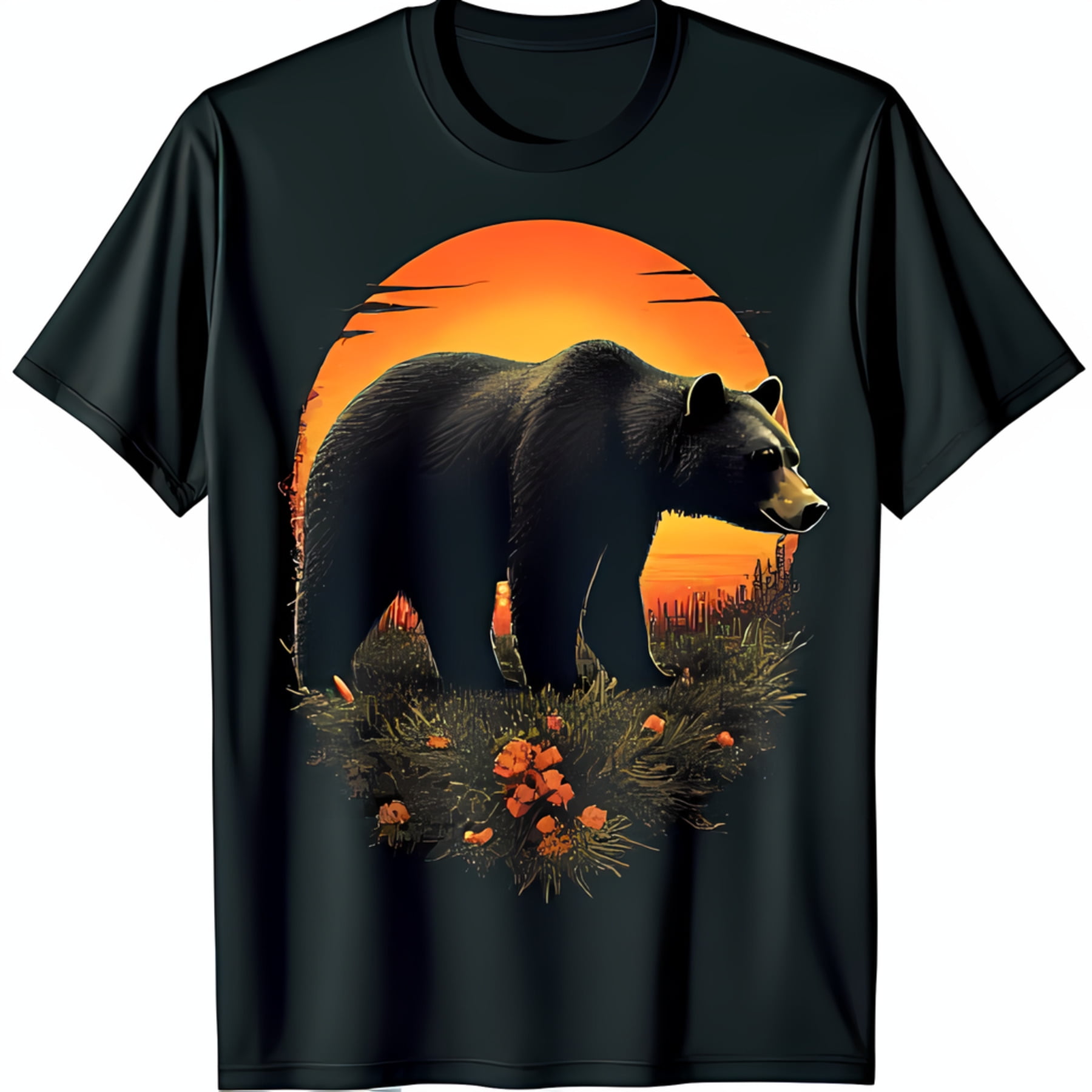 Floral Bear T-shirt for Women/Large Size (USA Size) (