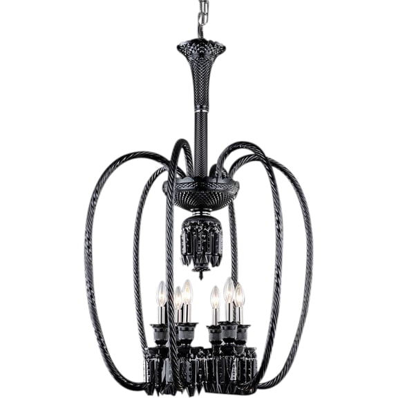 Majestic Black Crystal 6-Light Chandelier-Exquisite Bohemian Elegance