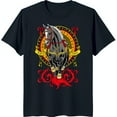Majestic Black Horse TShirt with in Floral 'WIFE' & 'KING' Design