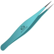 Majestic Bombay Fine Point Tweezers for Ingrown Hair Removal Needle Nose Tweezers with Black Band