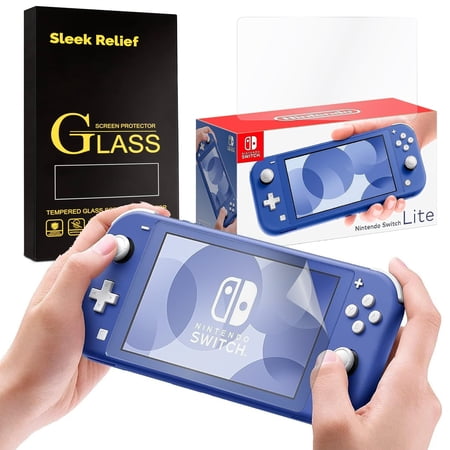 Majestic Bombay Nintendo Switch Lite with Sleek Relief 1-Pack 6.2” Glass Screen Protector Anti Scratch Tempered Glass Bundle, Blue (JP Edition)
