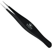 Majestic Bombay Precision Sharp Needle Nose Pointed Surgical Tweezers for Ingrown Hair, Black