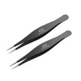 thumbnail image 1 of Majestic Bombay Stainless Steel Fine Pointed Tweezers for Women and Men, Black 2pcs., 1 of 7