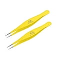 thumbnail image 1 of Majestic Bombay Stainless Steel Fine Pointed Tweezers for Women and Men, Yellow 2pcs., 1 of 8