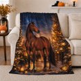 thumbnail image 1 of Majestic Brown Horse Snowy Night String Lights Enchanting, Festive Holiday Scene, Warm Flannel Blanket for Ranch House and Living Room, Horse Lovers Appreciation Gift, Rustic Home Decor, 1 of 9