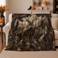 thumbnail image 1 of Majestic Buck Rustic Forest, Peaceful Mountain Lake Scene, Warm Flannel Blanket for Cabin and Lodge with Detailed Artwork, Outdoor Lovers Thanksgiving Gift, Artistic Home Decor, 1 of 7