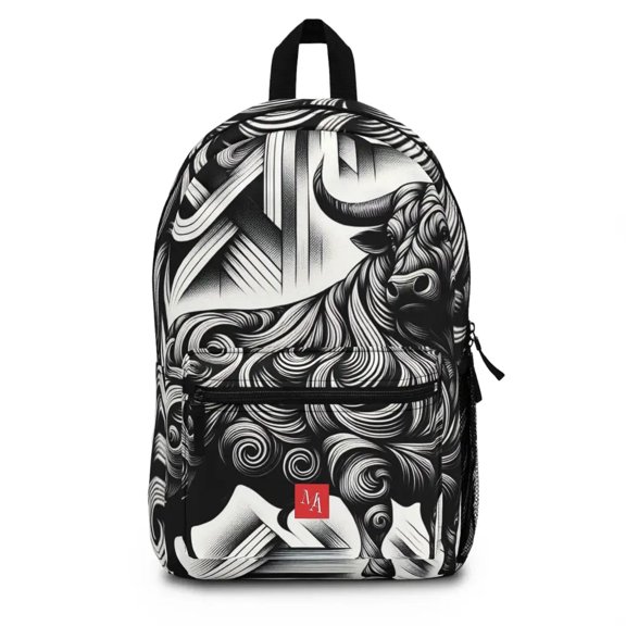 Majestic Bull in Monochrome Splendor- Backpack