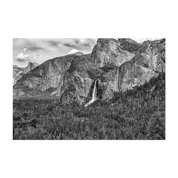 Majestic Cascade - Yosemite Valley - California Photography Black and White Waterfall Nature Landscape Mountain Forest Scenic Unframed Wall Art Print 4 x 6 inches