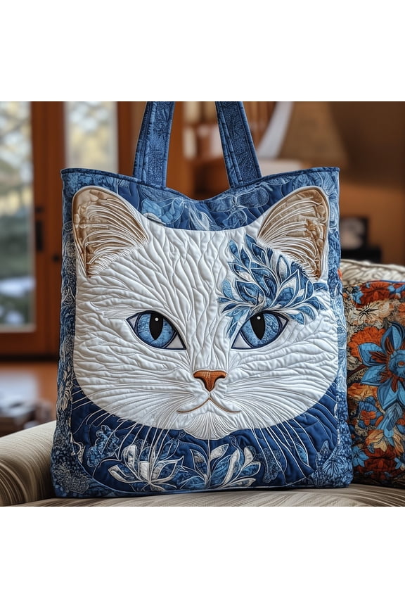 Majestic Cat Quilted Tote Bag,Handmade Patchwork Tote,Women Shoulder Bag,Gift For Her