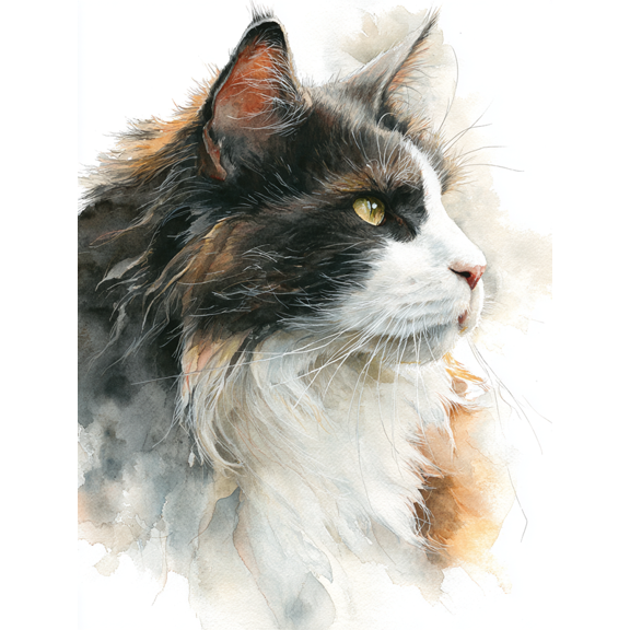 Majestic Cat Watercolor Canvas Print,Elegant Wall Art for Living Room Bedroom Kitchen Hallway