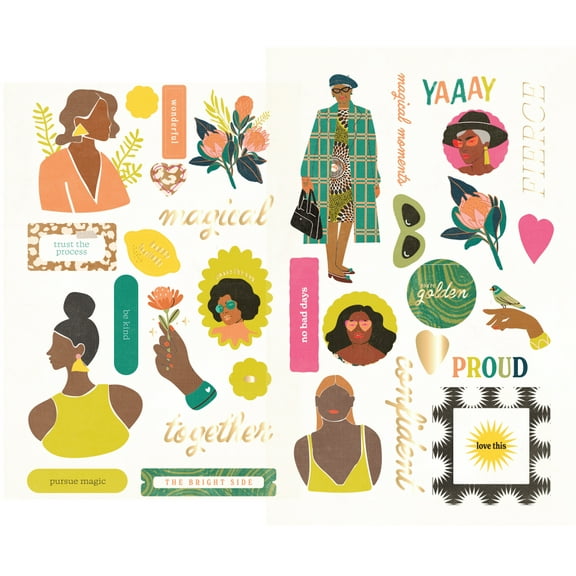 Majestic Chipboard Stickers 34/Pkg-Shapes W/Foil Accents