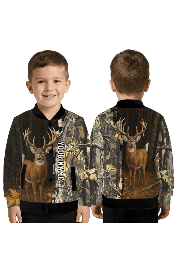Majestic Deer Forest Baseball Jacket, Woodland Wildlife Art Baseball Jacket, Personalized Nature Animal Baseball Jacket