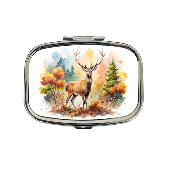 Majestic Deer Hunting Hunter Watercolor Small Travel Handbag Pill Box Case