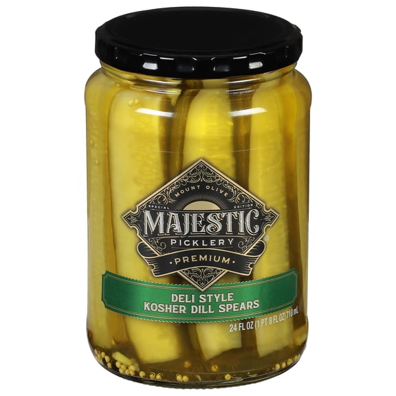 Majestic Deli Style Kosher Dill Pickle Spears, 24 floz Jar