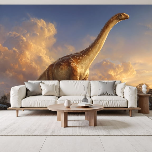 Majestic Dinosaur Wallpaper history adventure Sunset prehistoric Peel and Stick Wall Murals 69"H x 96"W Removable PVC Wall Paper Self-Adhesive Wall Decor for Bedroom Living Room