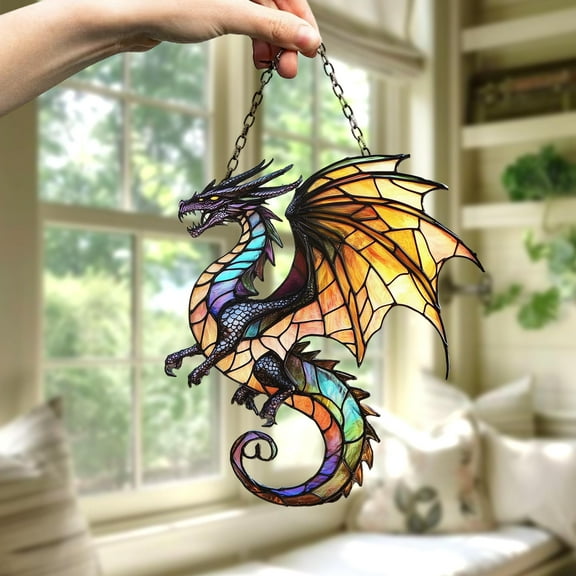 Majestic Dragon Window Hanging, Fantasy Suncatcher, Dragon Acrylic Window Hanging, Unique Gift for Dragon Lovers, Halloween Decor