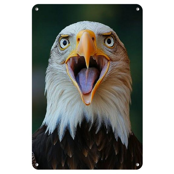 Majestic Eagle Cry 8"x12" Metal Tin Sign - Bold Symbol of Strength Wall Art, Durable Iron, No Power Needed, Featherless Design for Home & Office Decor, Metal Wall Art Decor
