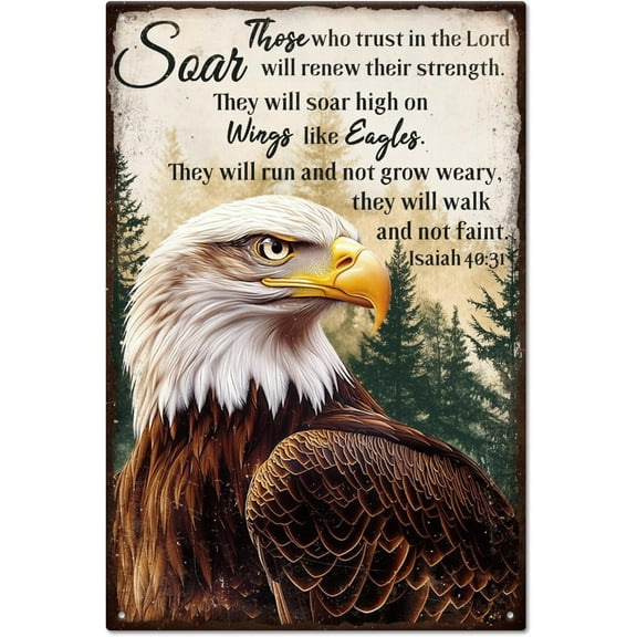 Majestic Eagle Metal Sign 12x8 in Retro Inspiring and Uplifting Motivational Quotes Tin Signs Wall Poster Plaque for Office Parlor Garage Balcony Outdoors Wall Decor