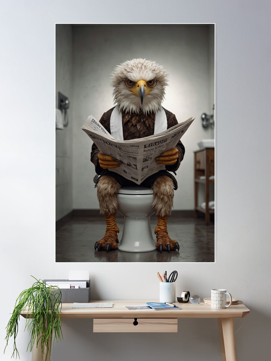 Majestic Eagle Reading In Style Poster Wall Art, Modern Wall Decor For ...