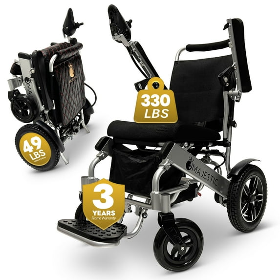 Majestic Electric Wheelchairs for Adults, Foldable Lightweight Electric Wheelchair, Light Weight Folding Power Chair for Seniors, Portable Motorized Wheelchair, Durable Ultra Light Wheel Chair
