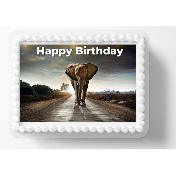 Majestic Elephant Edible Image Icing Cake Topper for Quarter Sheet Cake, by TNCT