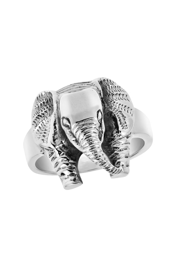 Majestic Elephant Head Sterling Silver Ring for Female Anniversary Size-7