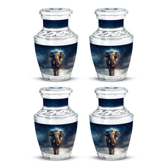 Majestic Elephant Urn For Ashes, Majestic Elephant-Themed Memorial Urns For Human Ashes Adult Female, Small Keepsake Cremation Urns For Ashes, Funeral Urns For Burial 3 Inch, 4pcs