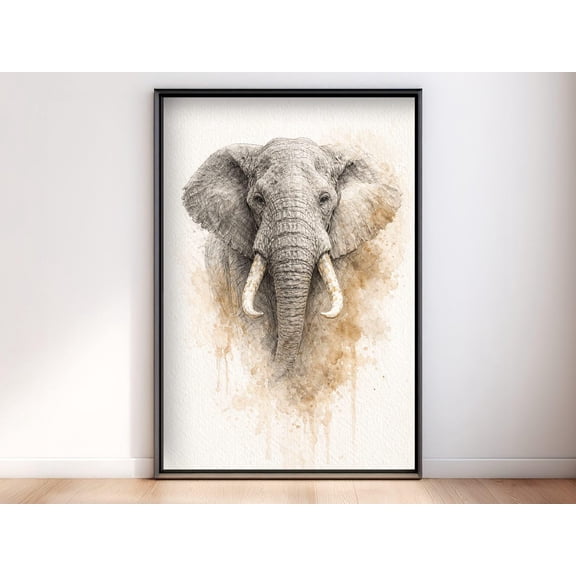 Majestic Elephant Wall Art Safari Wildlife Decor Rustic Home Decoration, Unframed Canvas 8x10in