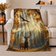 thumbnail image 1 of Majestic Elk Eagle Autumn Forest, Rustic Camping Scene, Warm Flannel Blanket for Cabin and Lodge with Detailed Artwork, Outdoor Lovers Thanksgiving Gift, Rustic Home Decor, 1 of 9