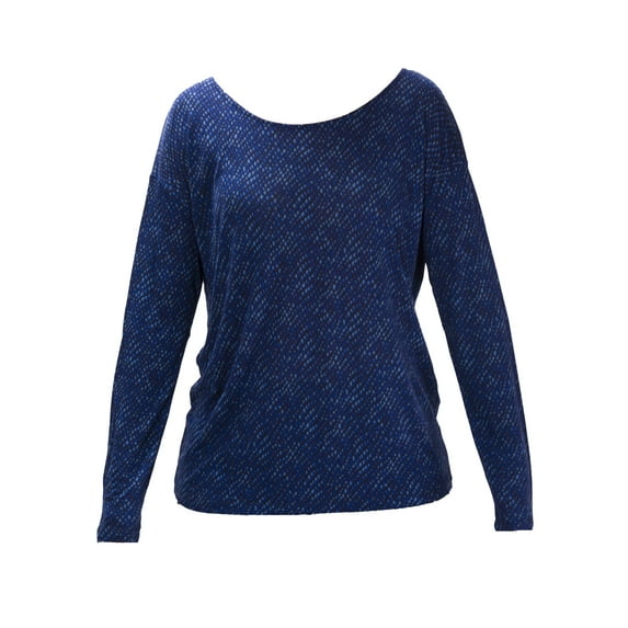 Majestic Filatures Paris Women's Jacquard Round Neck Top Sz 2 Navy Blue