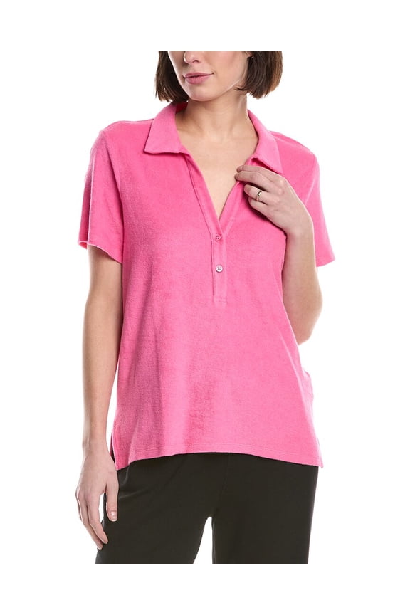womens Terry Polo Shirt, 3, Pink