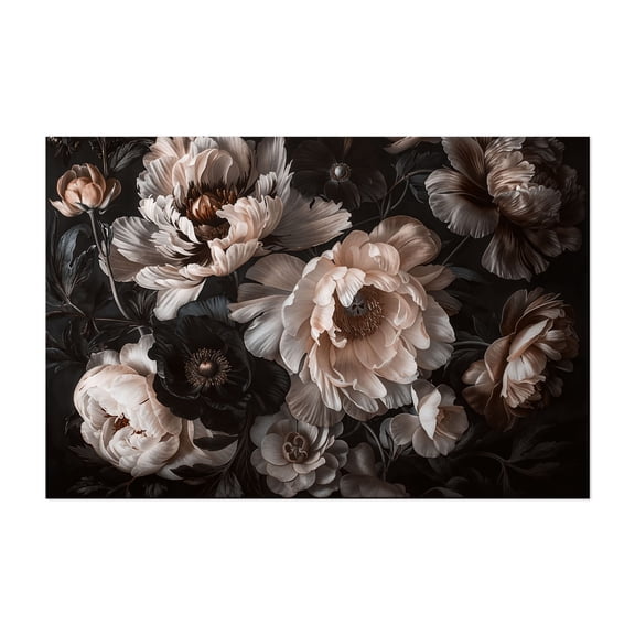 Majestic Flowers Baroque Luxury Dark Blush - Photography Unframed Wall Art Print 24 x 36 inches